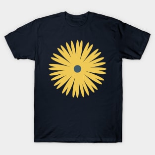 Flower 1, Minimalist Abstract Floral in Mustard Yellow and Navy Blue T-Shirt